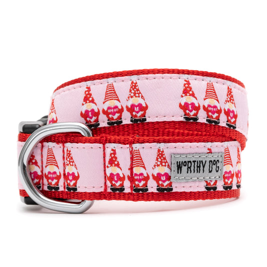 Cupid Gnome Dog Collar – Red, Sizes XS–XL