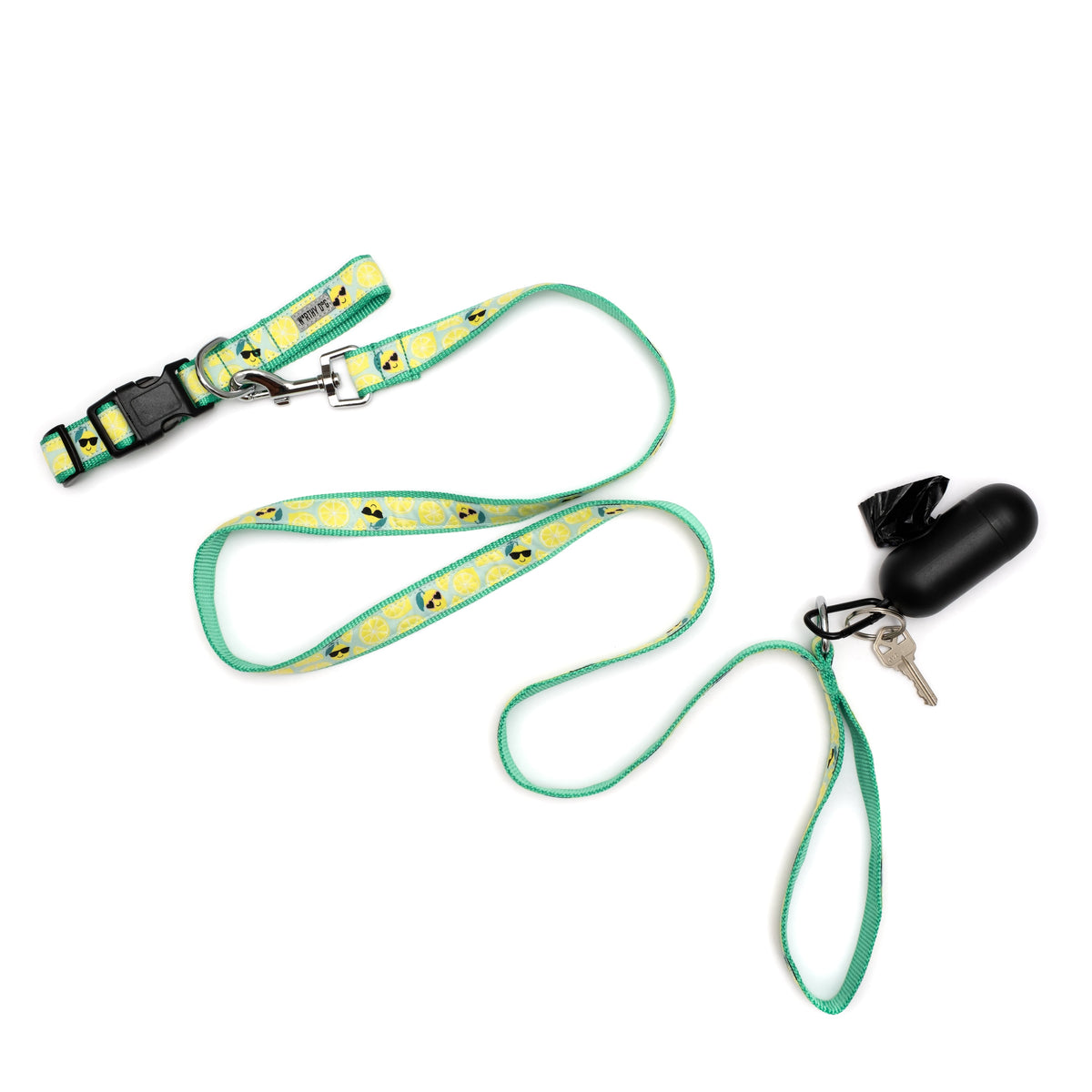 Lemons Dog Collar – Mint Green, Sizes XS–XL
