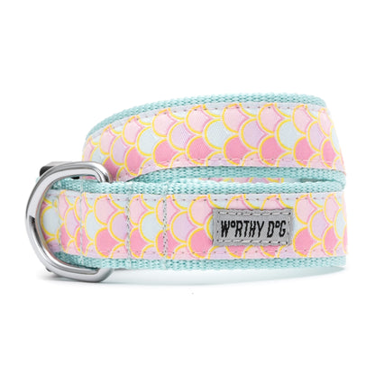 Mermaid Scale Nylon Dog Collar in pink, product view 4