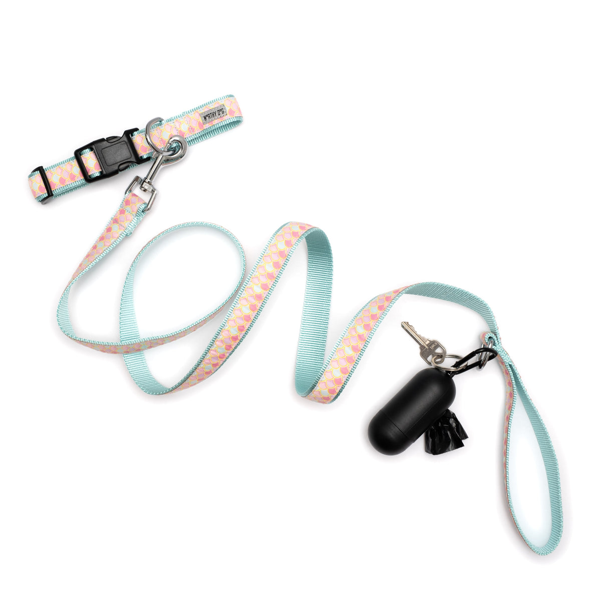 Mermaid pink ribbon and nylon dog leash, product view 8