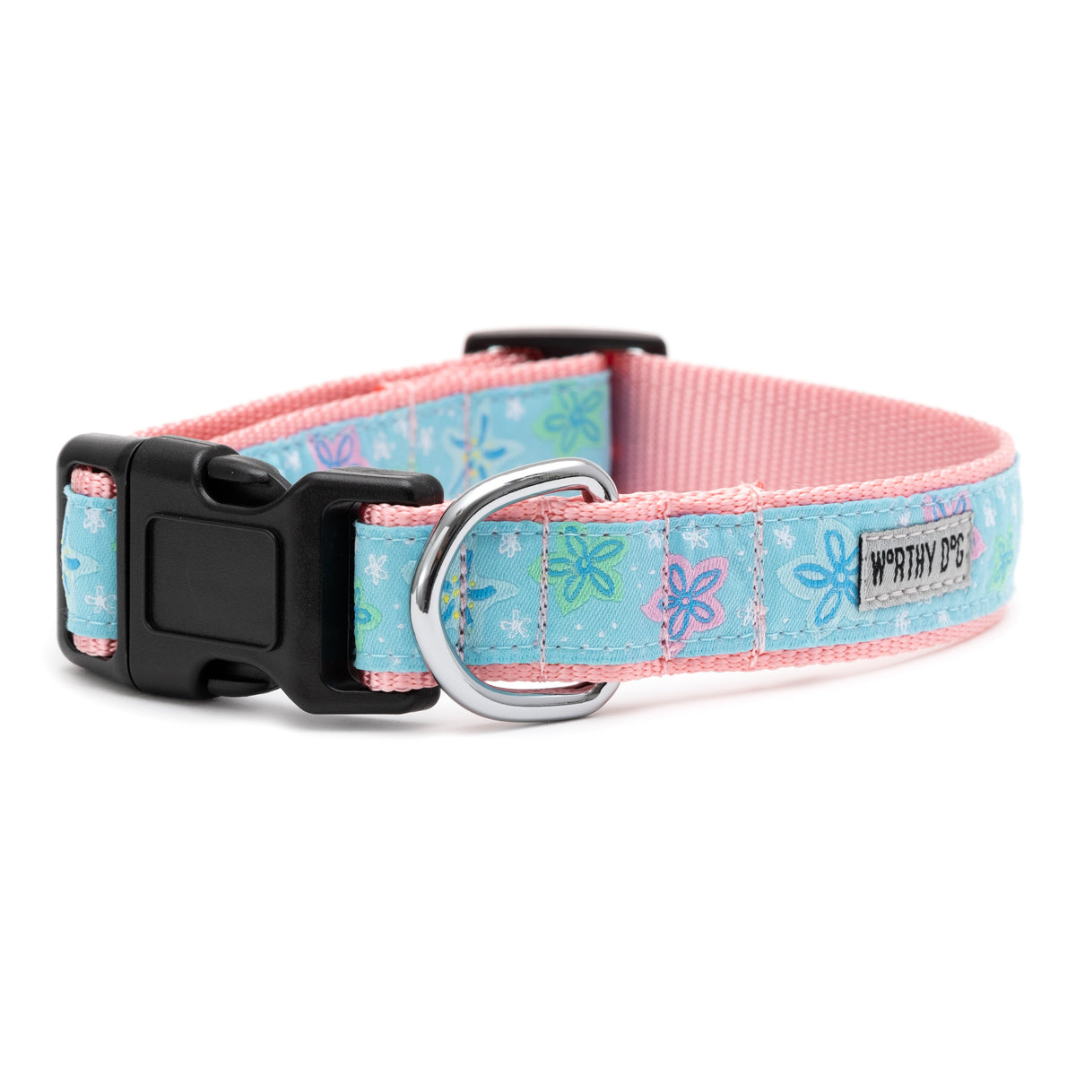 Starfish Floral Dog Collar – Blue, Sizes XS–XL