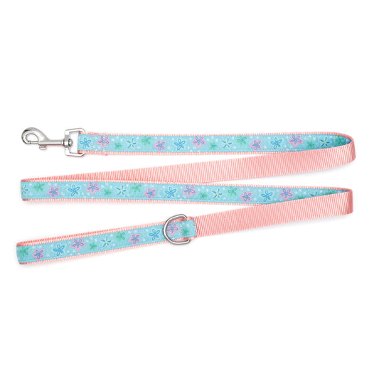 Starfish Floral Dog Leash – Blue, Sizes S, L
