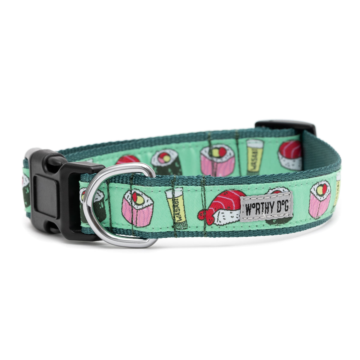 Mint Green Sushi Dog Collar in mint green, product view 2