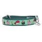 Sushi mint green ribbon and nylon dog leash, coiled leash