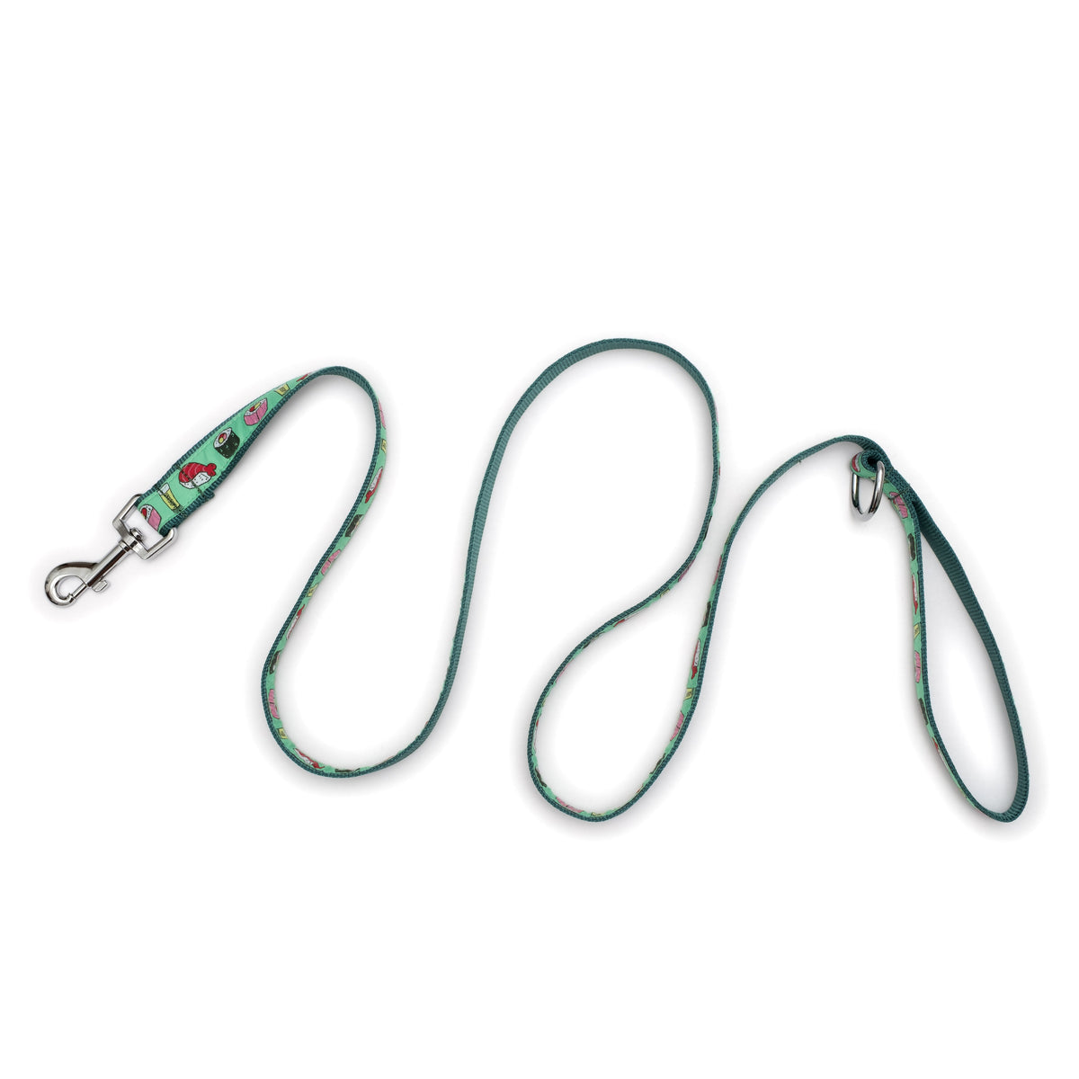 Sushi mint green ribbon and nylon dog leash, product view 3