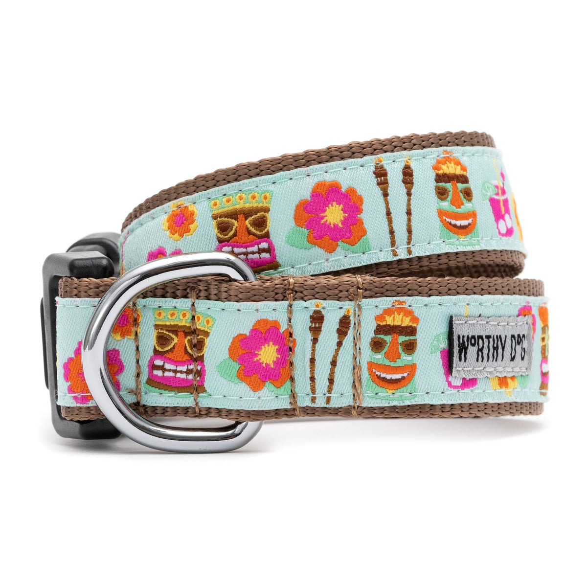 Tiki Time Dog Collar – Blue, Sizes XS–XL