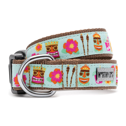 Tiki Time Dog Collar – Blue, Sizes XS–XL