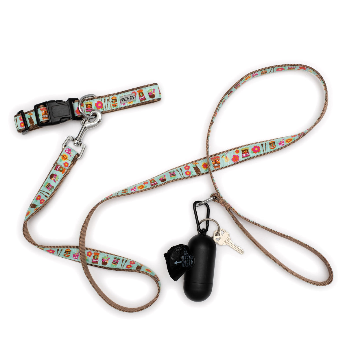 Tiki Time Dog Collar – Blue, Sizes XS–XL