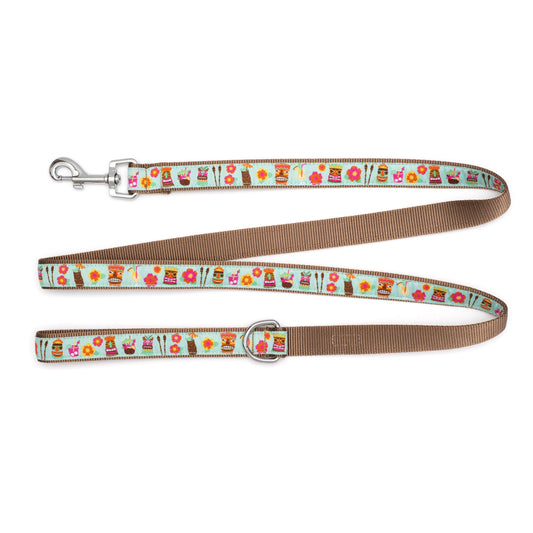 Tiki Time Dog Leash – Blue, Sizes S, L
