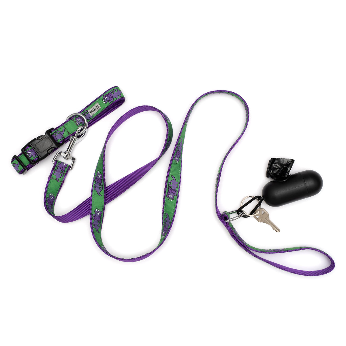 Triceratops Dog Leash – Green, Sizes S, L