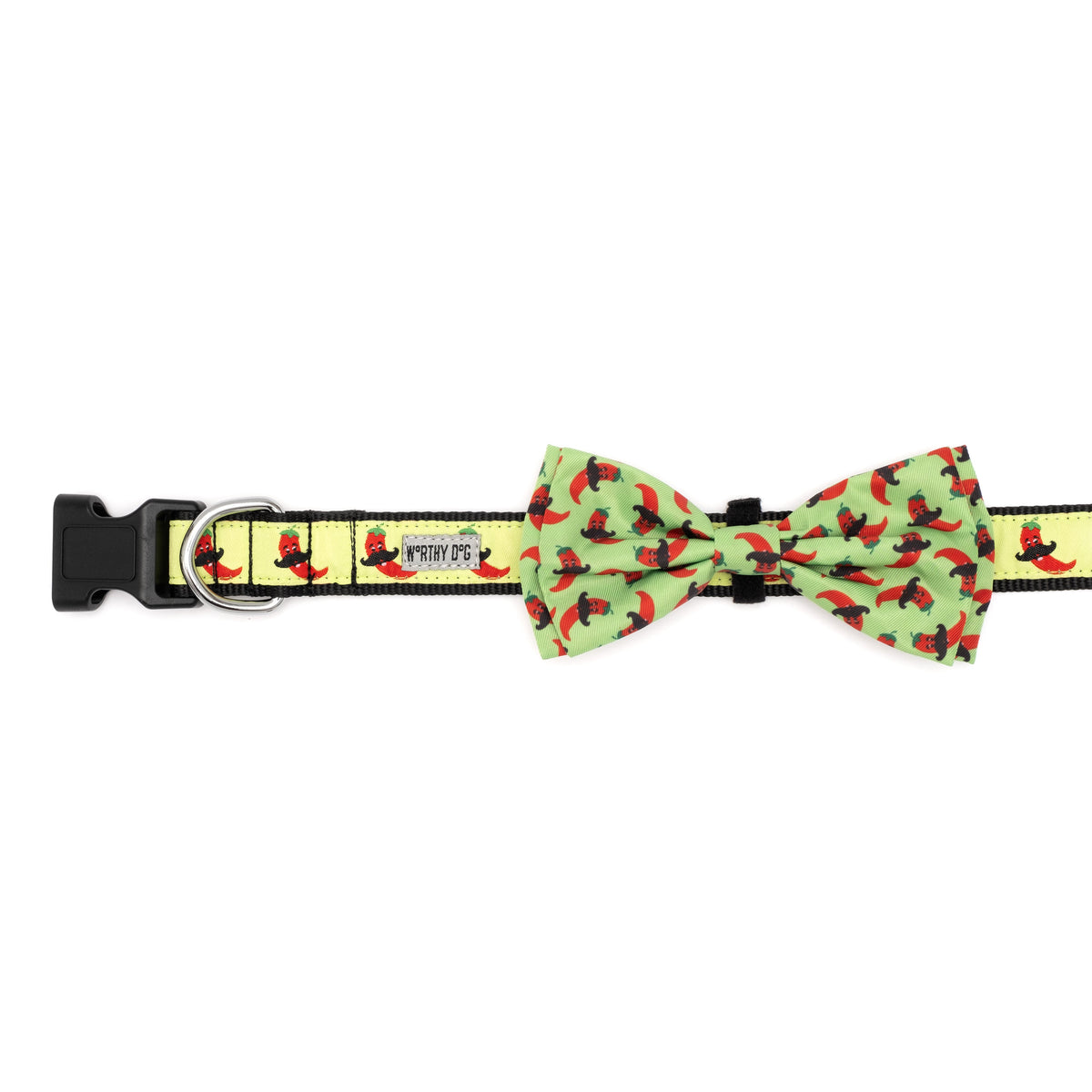 Chili Pepper Dog Bow Tie – Polyester, Lime, Sizes S, L