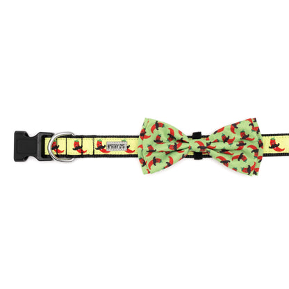 Chili Pepper Dog Bow Tie – Polyester, Lime, Sizes S, L