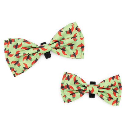 Chili Pepper Dog Bow Tie – Polyester, Lime, Sizes S, L