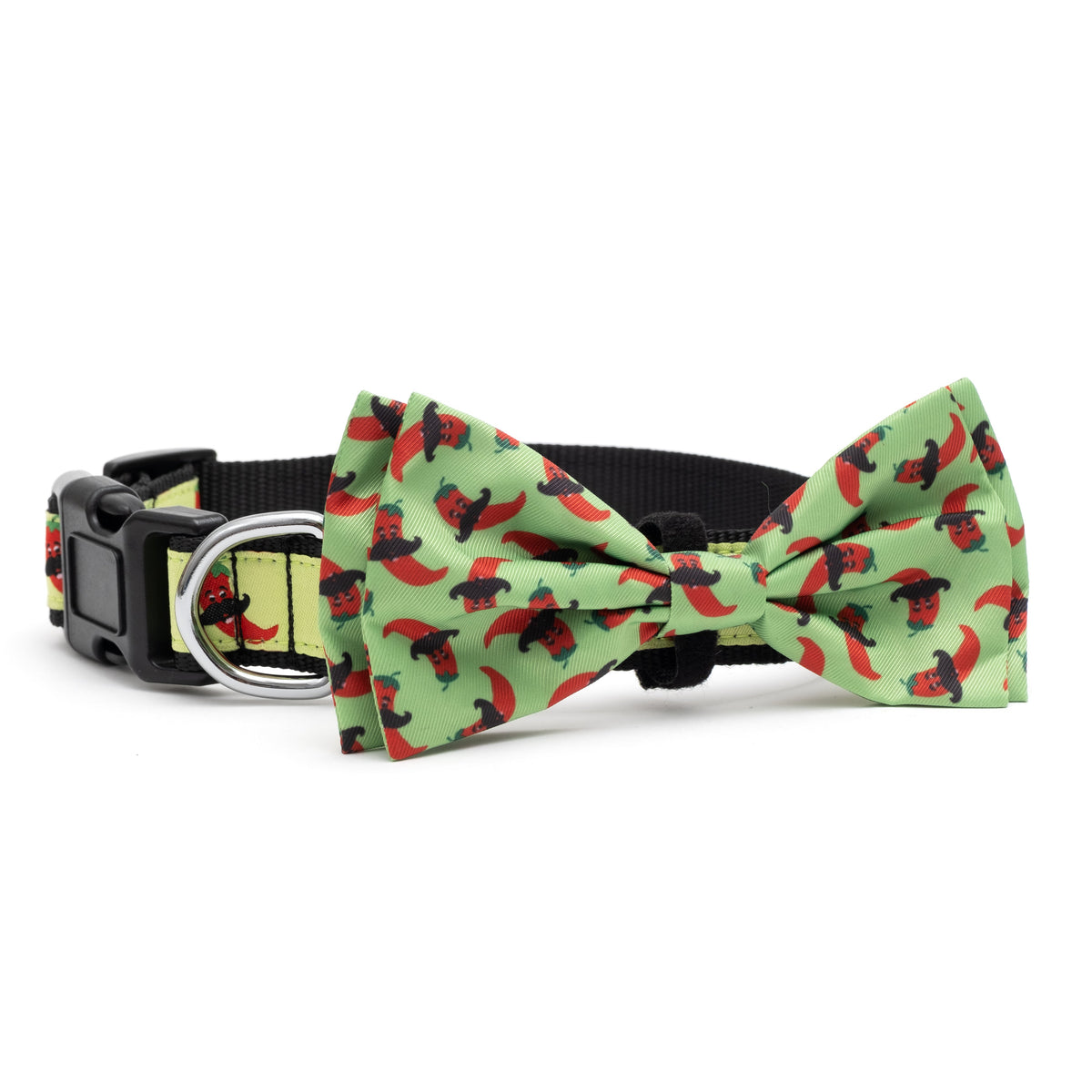 Chili Pepper Dog Bow Tie – Polyester, Lime, Sizes S, L