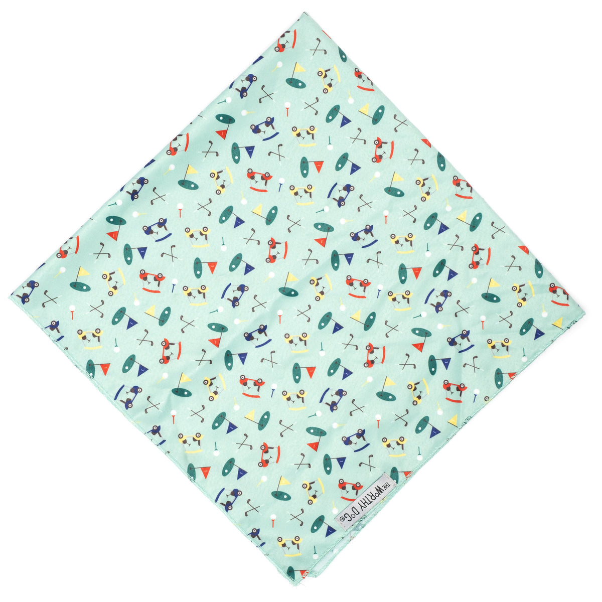 Golf Dog Bandana – Polyester, Green, Sizes S, L