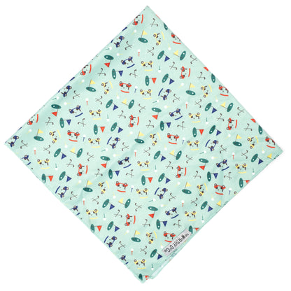 Golf Dog Bandana – Polyester, Green, Sizes S, L