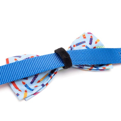 It's My Birthday Dog Bow Tie – Polyester, Blue, Sizes S, L