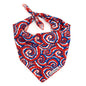 Kaleidoscope Dog Bandana – Polyester, Red/White/Blue, Sizes S, L