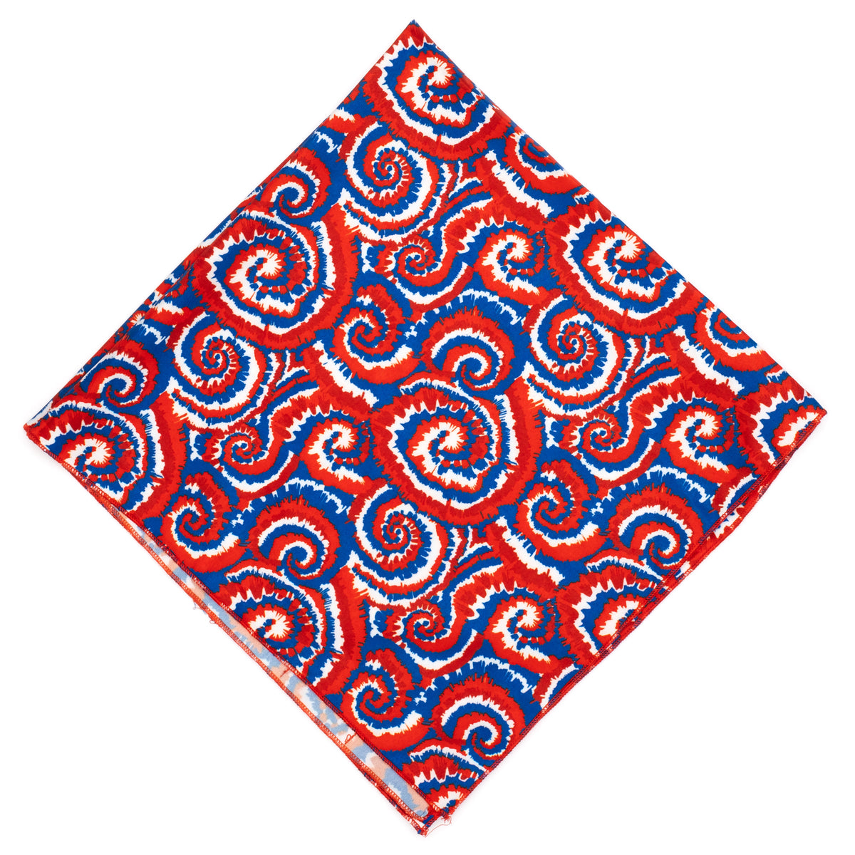 Kaleidoscope Dog Bandana – Polyester, Red/White/Blue, Sizes S, L