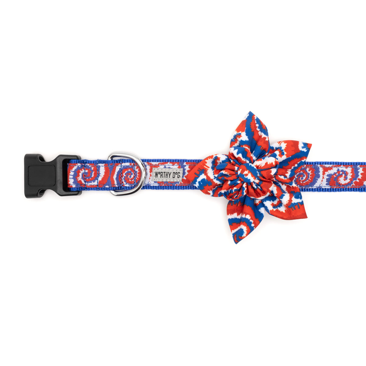 Kaleidoscope Dog Flower – Polyester, Multicolored & Red/White/Blue, Sizes S, L