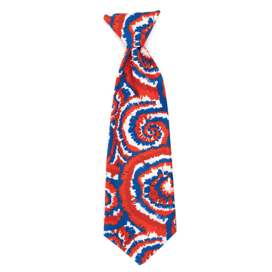 Kaleidoscope Dog Neck Tie – Polyester, Red/White/Blue, Sizes S, L