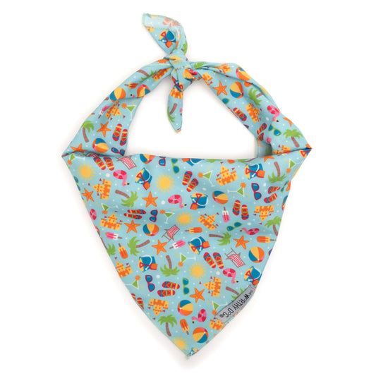 Life's a Beach Dog Bandana – Polyester, Mint Green, Sizes S, L