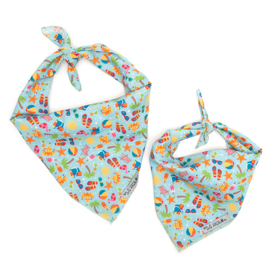 Life's a Beach Dog Bandana – Polyester, Mint Green, Sizes S, L