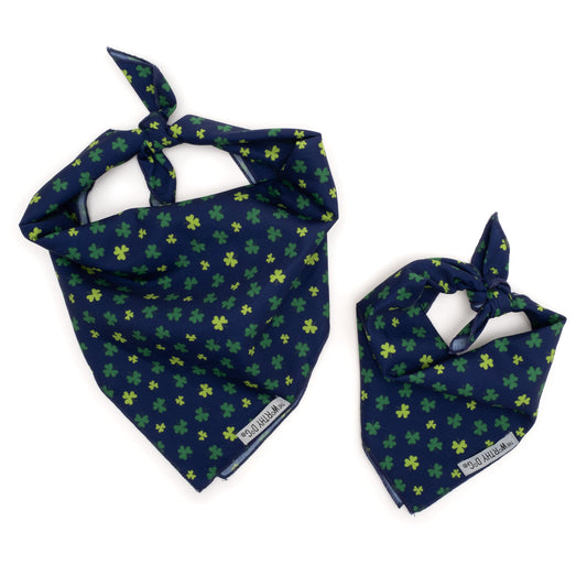 Lucky Dog Bandana – Polyester, Navy, Sizes S, L
