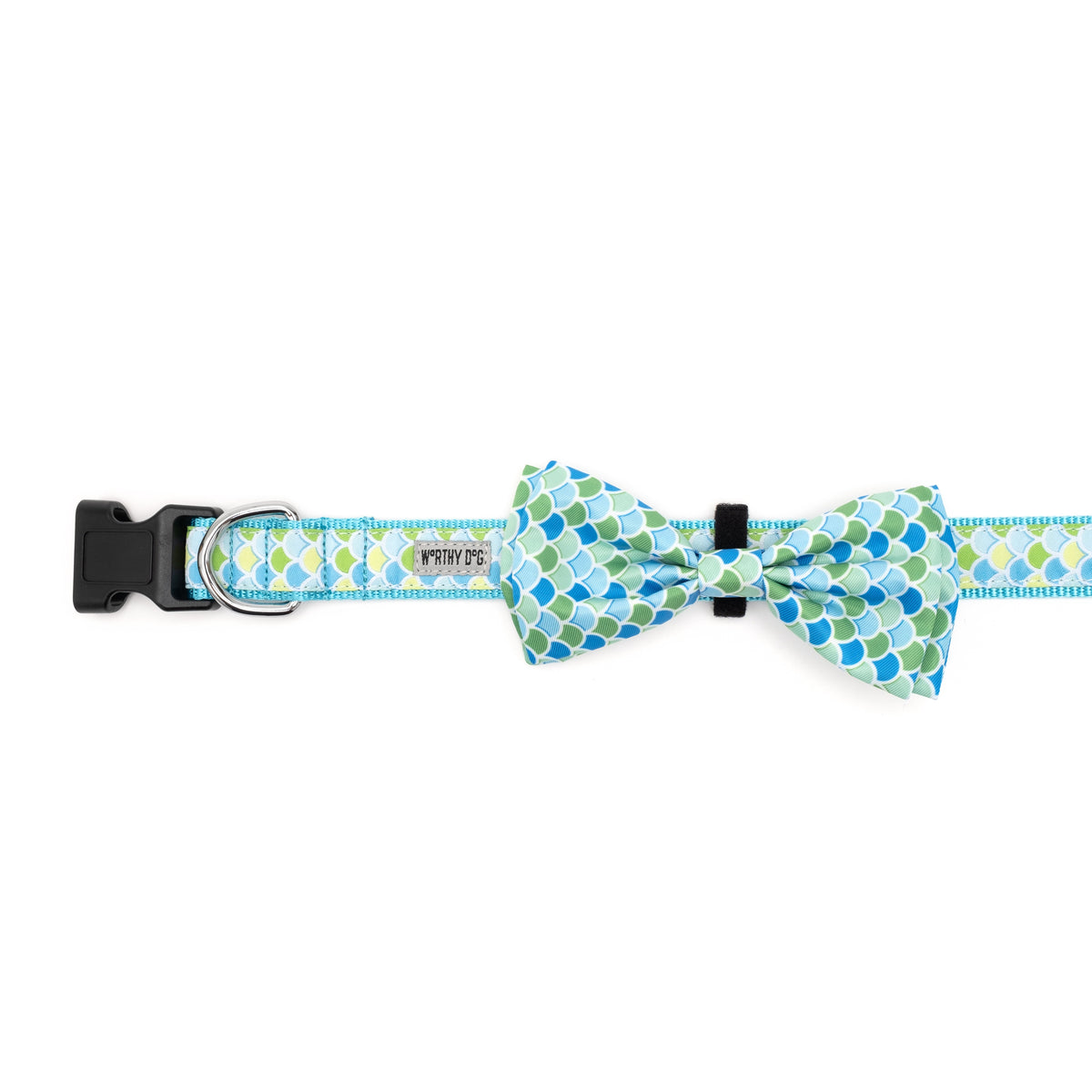 Mermaid Dog Bow Tie – Polyester, Blue, Sizes S, L