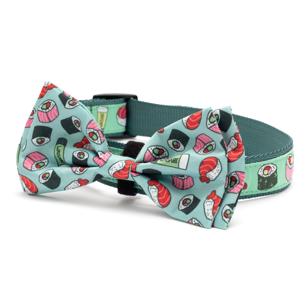 Sushi Dog Bow Tie – Polyester, Mint Green, Sizes S, L