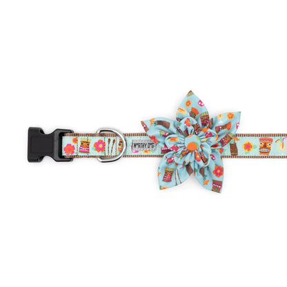 Tiki Time Dog Flower – Polyester, Blue, Sizes S, L