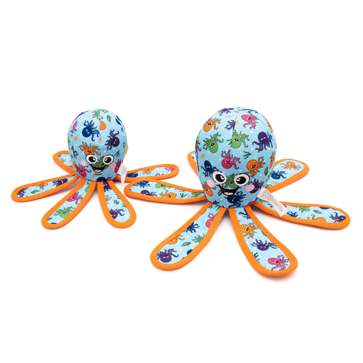 Blue Octopus Squeaky Dog Toy in blue, product view 2