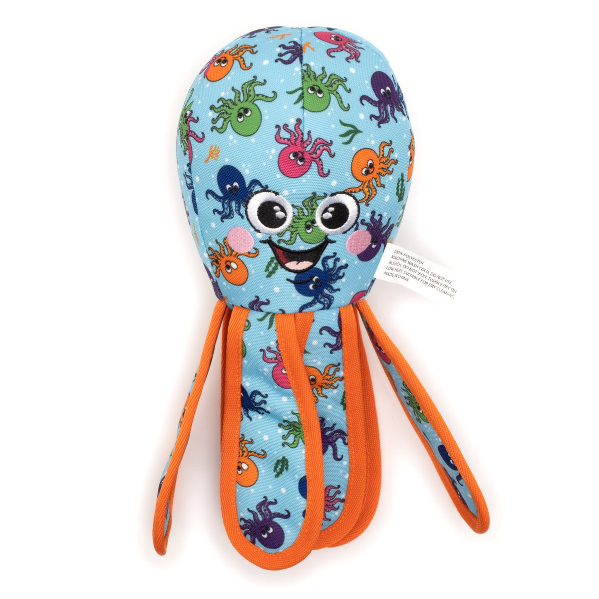 Blue Octopus Squeaky Dog Toy in blue, product view 4