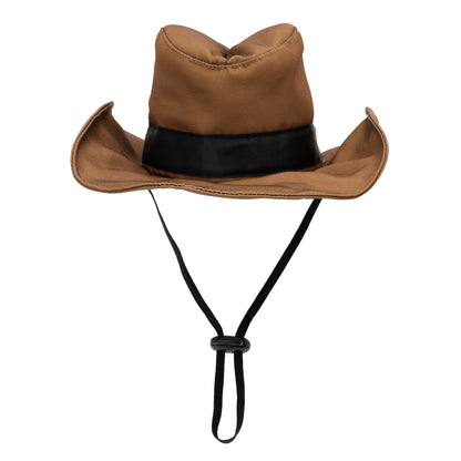 Cowboy Party Dog Hat – Nylon, Brown & Pink, Sizes S, L