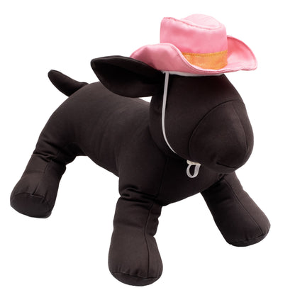 Cowboy Party Dog Hat – Nylon, Brown & Pink, Sizes S, L