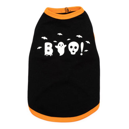 Glow in the Dark Boo! Dog Tank Top – Cotton, Black, Sizes XS–XXL