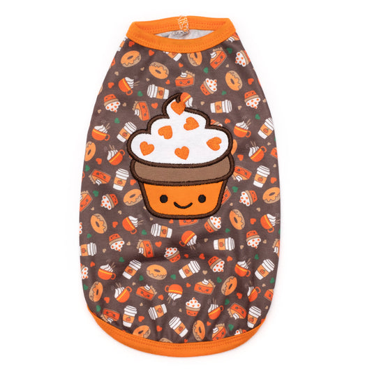 Pumpkin Spice Dog Tank Top – Cotton, Brown, Sizes XS–XXL