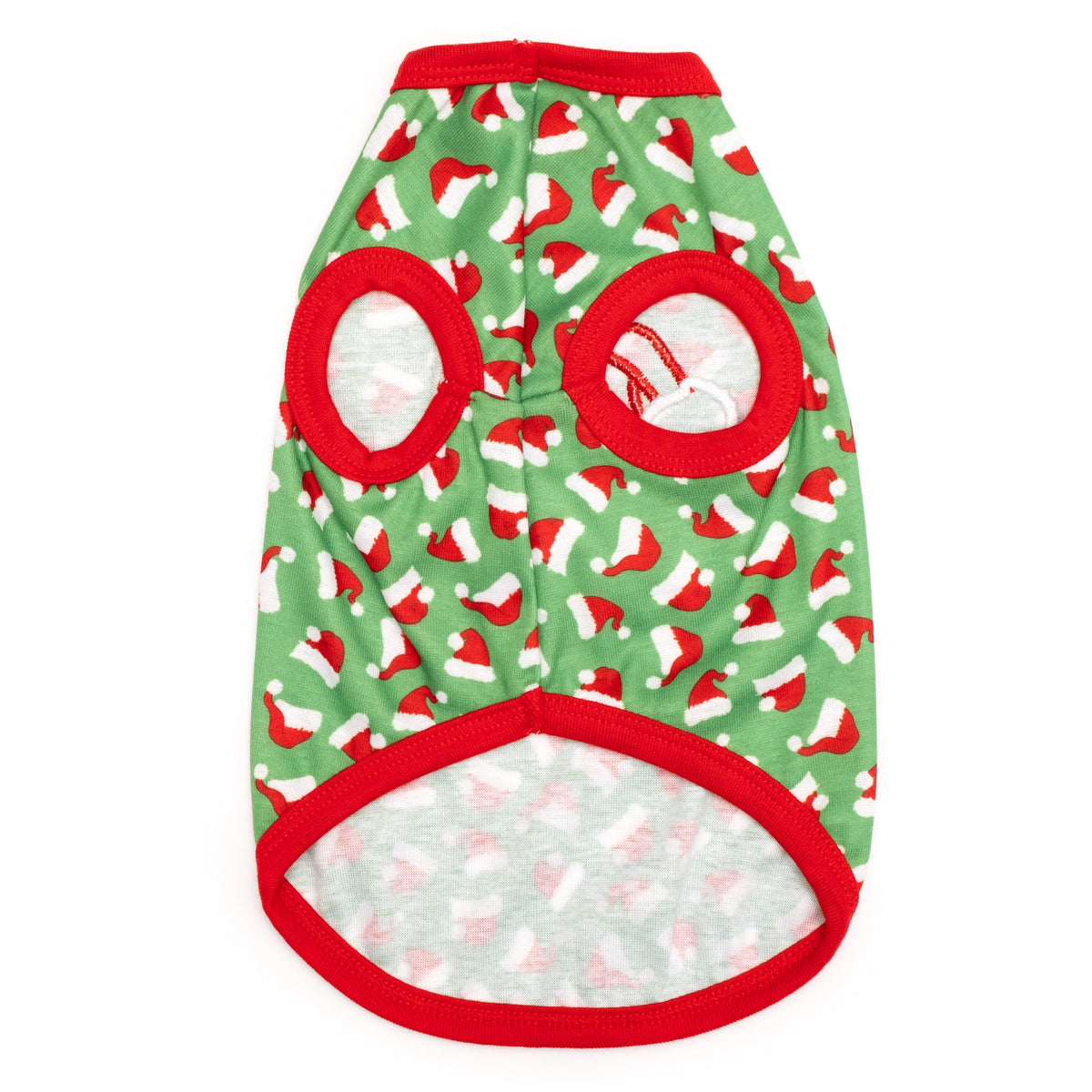Santa Hats Dog Tank Top – Cotton, Green, Sizes XS–XXL