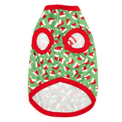 Santa Hats Dog Tank Top – Cotton, Green, Sizes XS–XXL