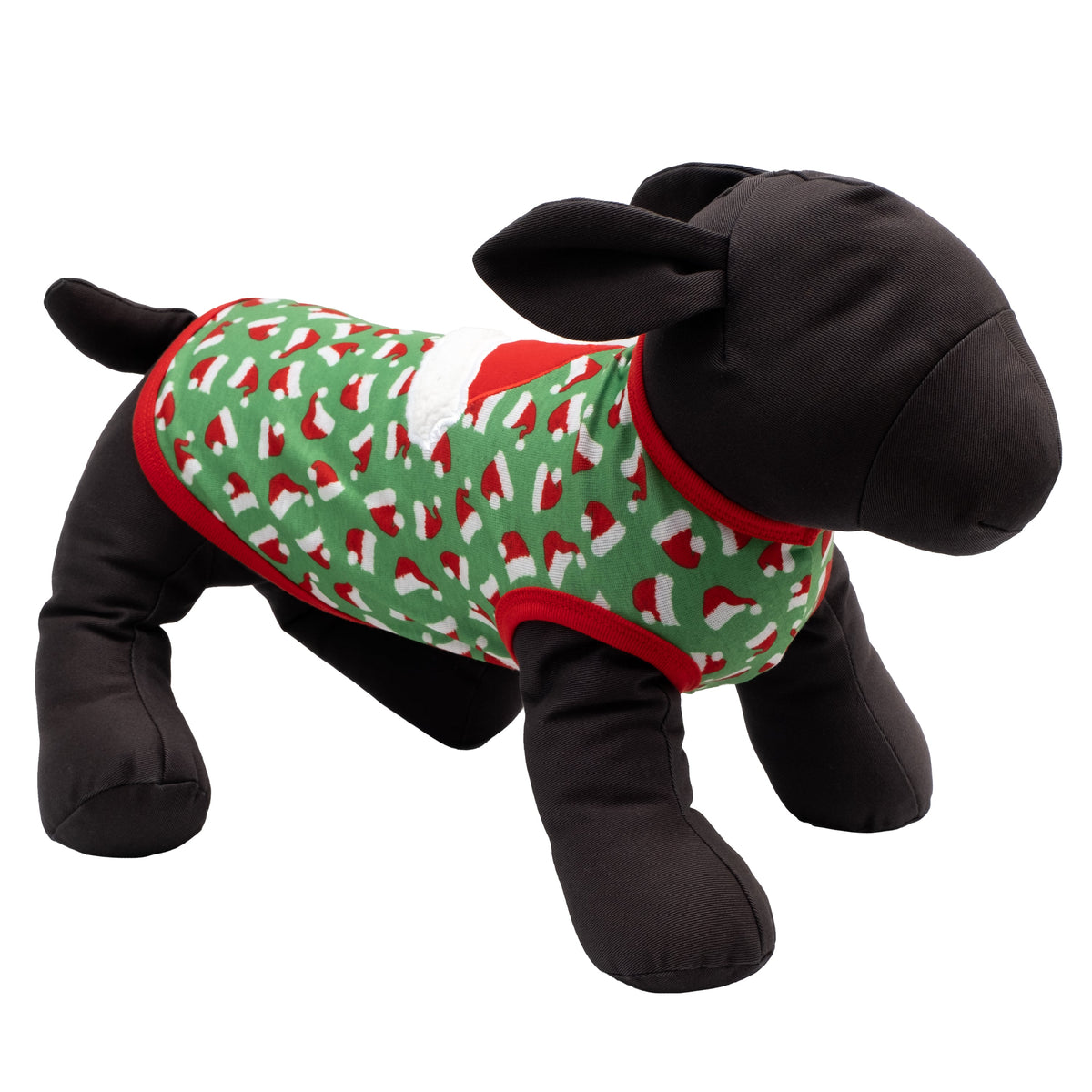 Santa Hats Dog Tank Top – Cotton, Green, Sizes XS–XXL