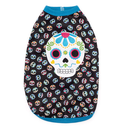 Skeletons Dog Tank Top – Cotton, Black, Sizes XS–XXL