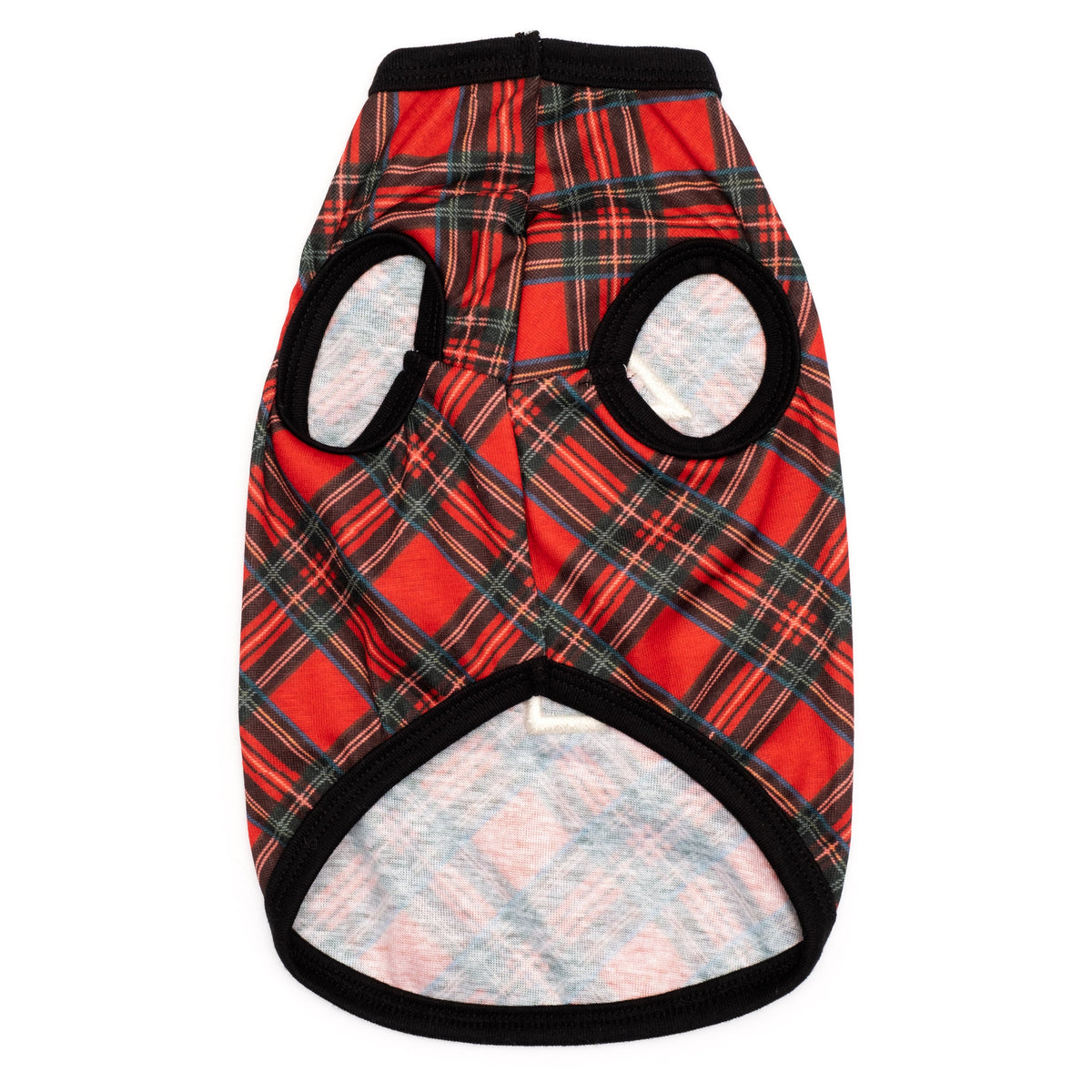 Stewart Plaid Tree Dog Tank Top – Cotton, Red, Sizes XS–XXL
