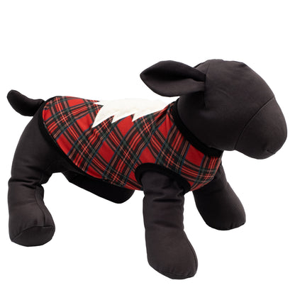 Stewart Plaid Tree Dog Tank Top – Cotton, Red, Sizes XS–XXL