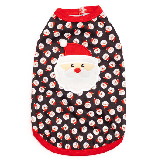Tossed Santa Dog Tank Top – Cotton, Black, Sizes XS–XXL
