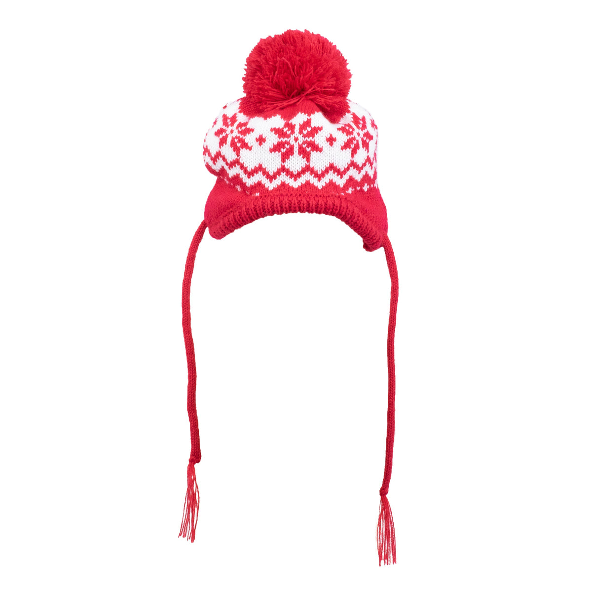 Fairisle Snowflake Dog Hat – Acrylic, Red, Sizes XS–L