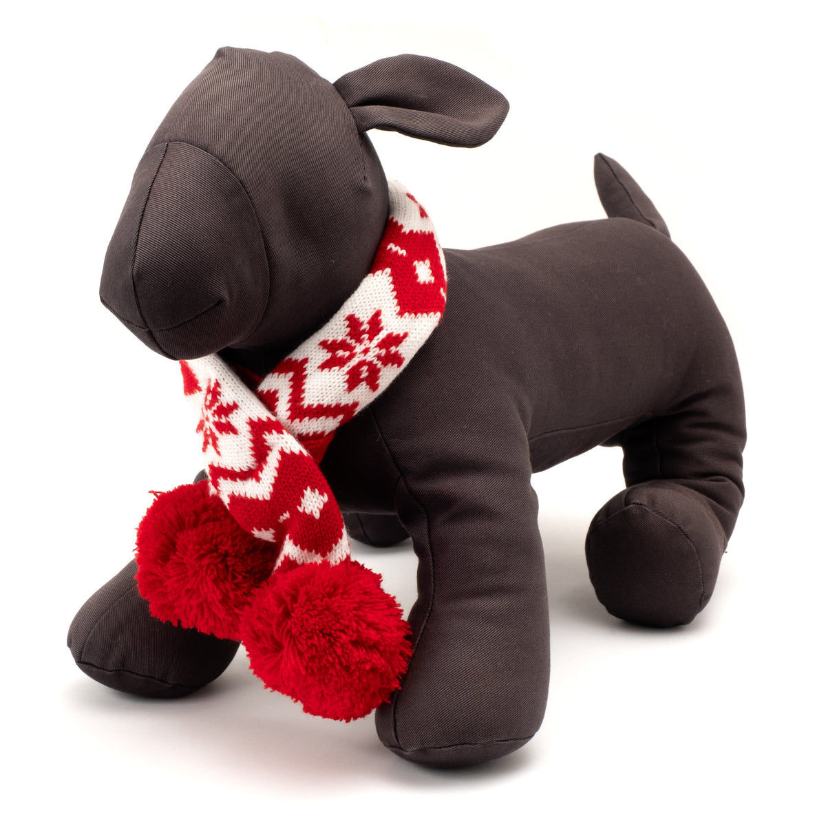 Fairisle Snowflake Dog Scarf – Acrylic, Red, Sizes XS–L