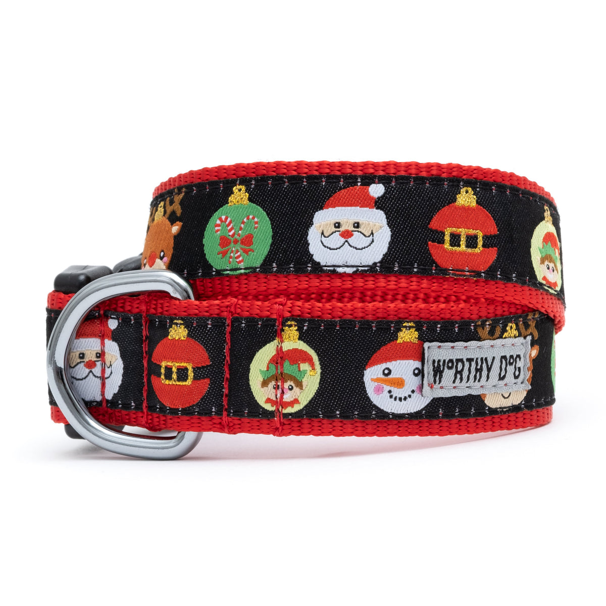 Deck the Halls Dog Collar – Black, Sizes XS–XL