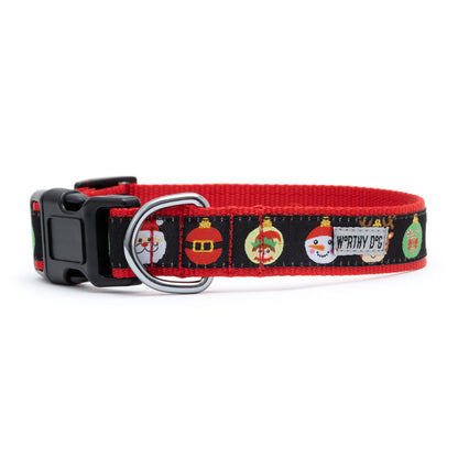Deck the Halls Dog Collar – Black, Sizes XS–XL