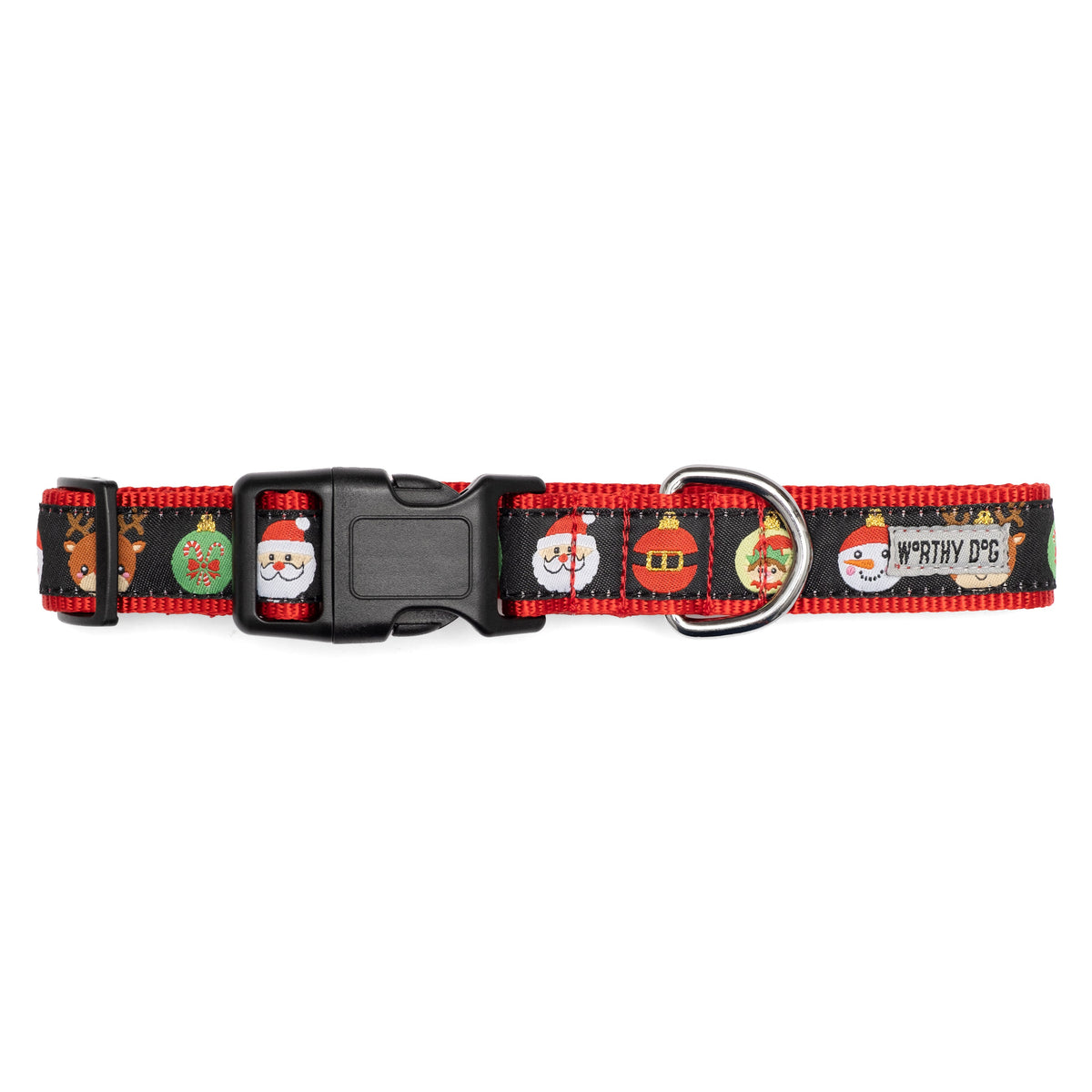 Deck the Halls Dog Collar – Black, Sizes XS–XL