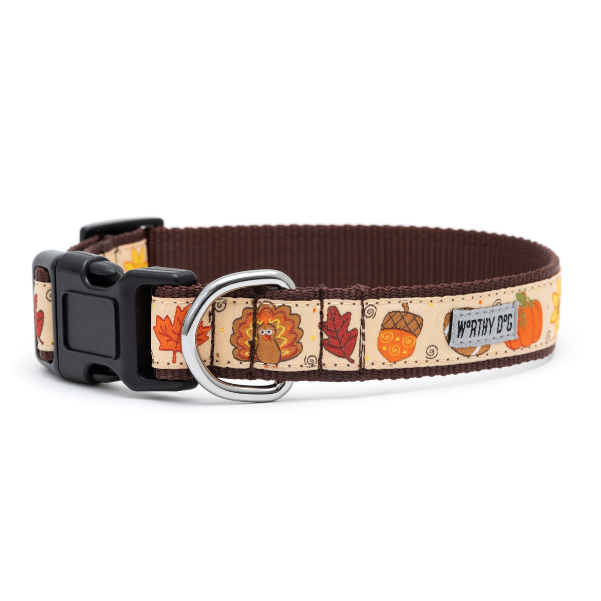 Fall Pumpkin Dog Collar in beige, product view 2